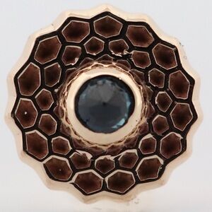 COPY - Threadless yellow gold lotus with reverse set blue sapphire by Sacred Sy…